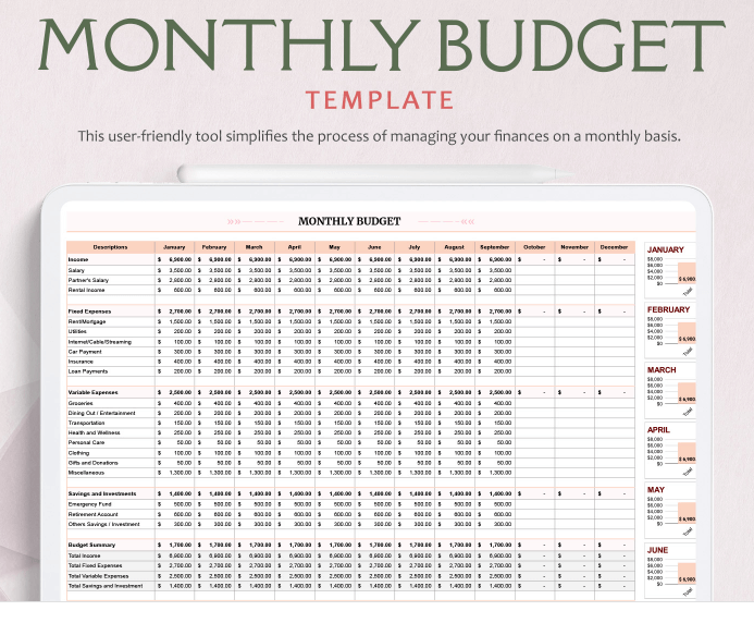Monthly Household Budget Template